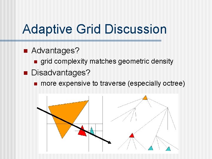 Adaptive Grid Discussion n Advantages? n n grid complexity matches geometric density Disadvantages? n