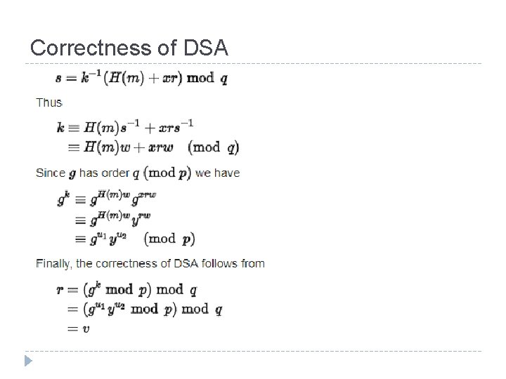 Correctness of DSA 