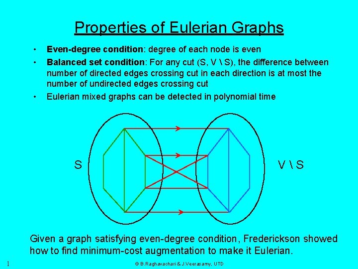 Properties of Eulerian Graphs • • • Even-degree condition: degree of each node is