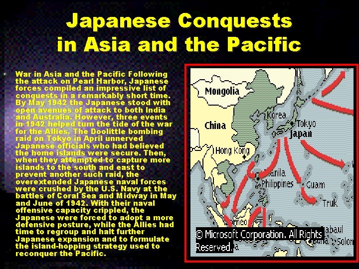 Japanese Conquests in Asia and the Pacific War in Asia and the Pacific Following