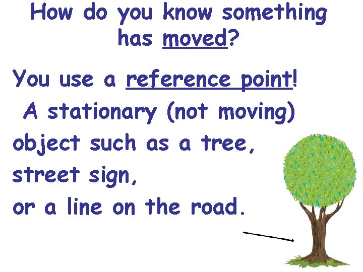 How do you know something has moved? You use a reference point! A stationary