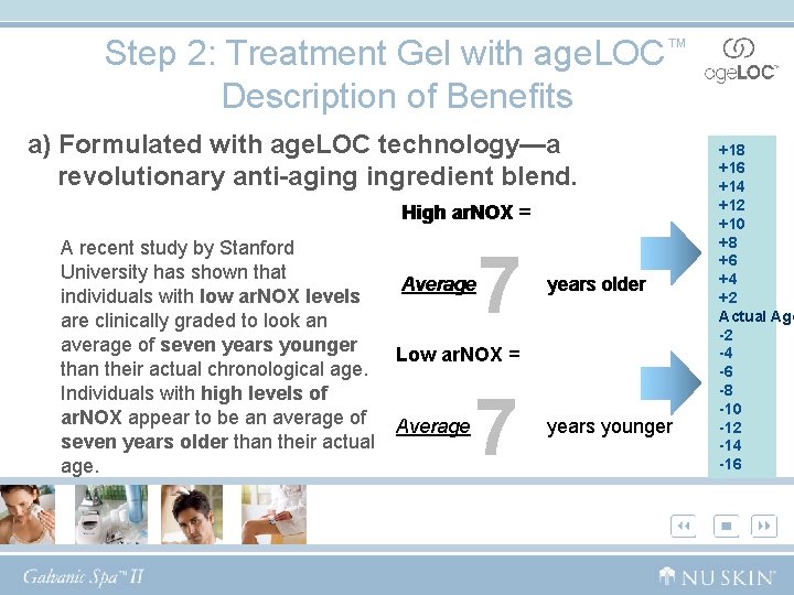 Step 2: Treatment Gel with age. LOC™ Description of Benefits a) Formulated with age.