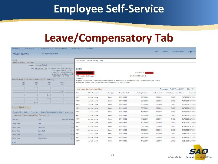 Employee Self-Service Leave/Compensatory Tab 11 1/21/2022 Employee Self-Service Leave/Compensatory Tab 11 1/21/2022