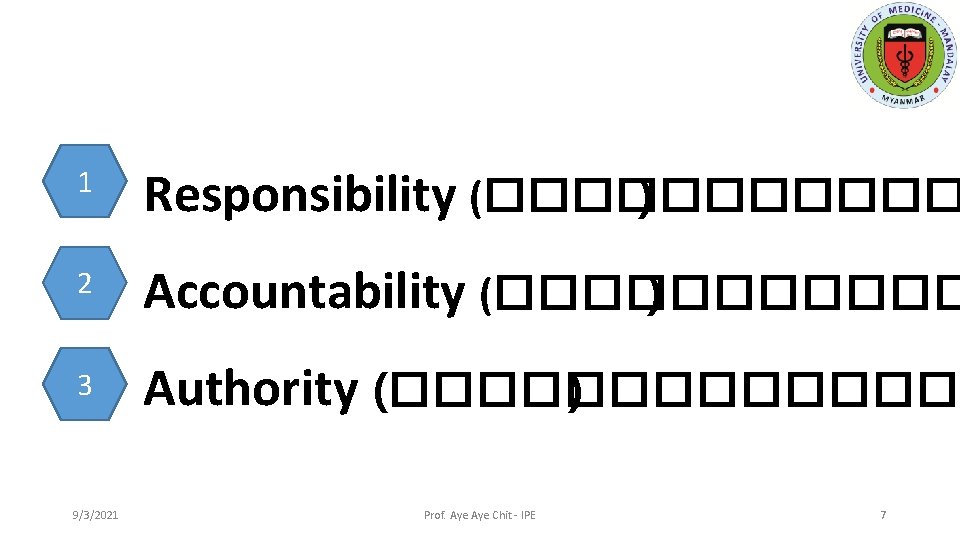 1 Responsibility (������ ) 2 Accountability (������ ) 3 Authority (������� ) 9/3/2021 Prof.