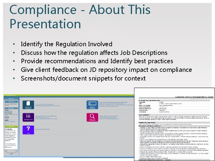 Compliance - About This Presentation • • • Identify the Regulation Involved Discuss how