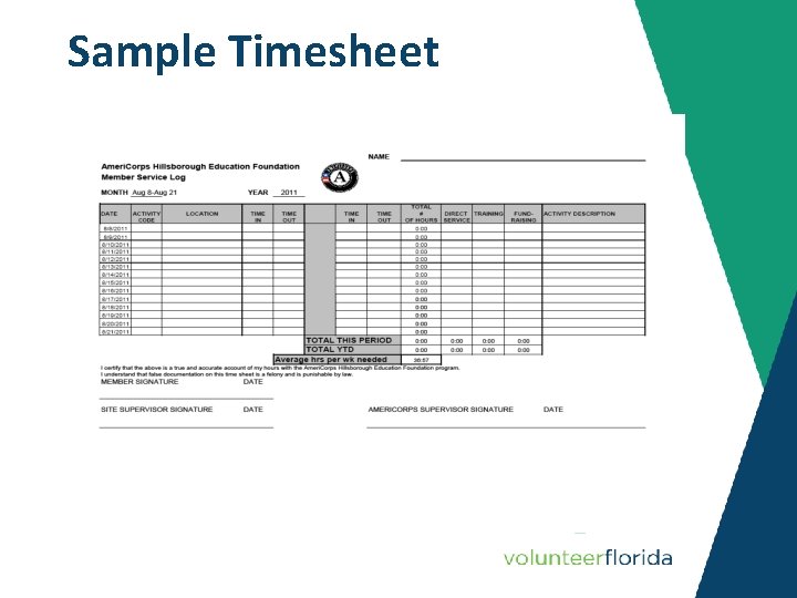 Sample Timesheet 