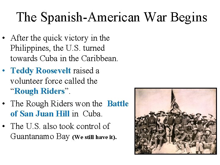 The Spanish-American War Begins • After the quick victory in the Philippines, the U. The Spanish-American War Begins • After the quick victory in the Philippines, the U.