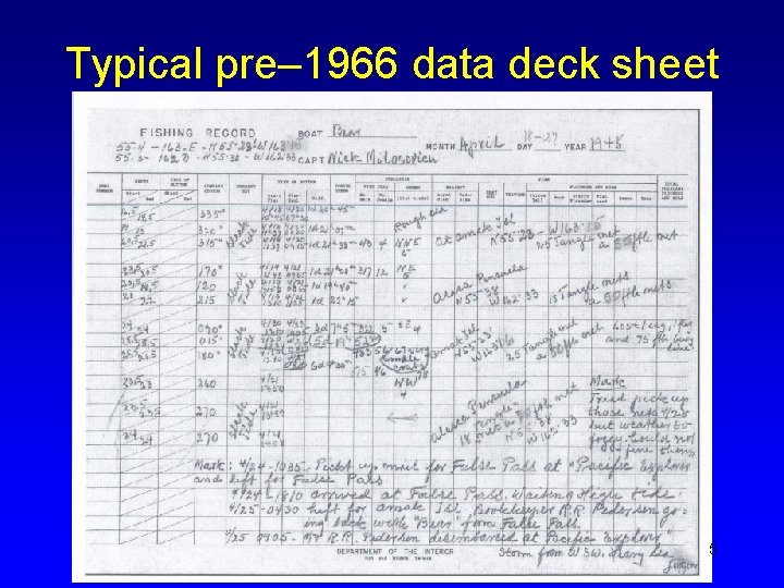 Typical pre– 1966 data deck sheet 5 