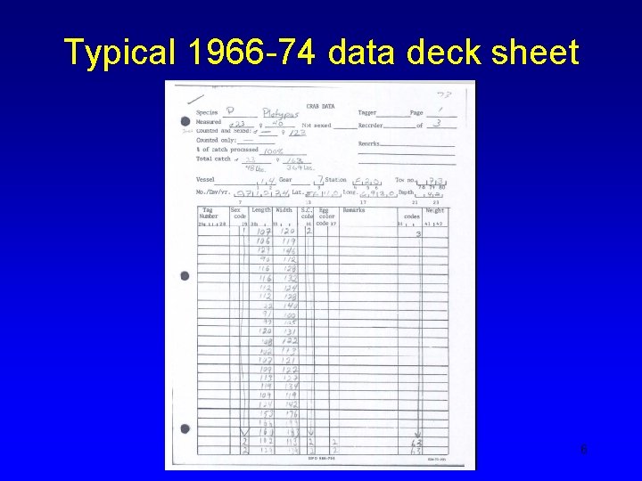 Typical 1966 -74 data deck sheet 6 