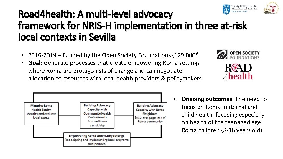 Road 4 health: A multi-level advocacy framework for NRIS-H implementation in three at-risk local