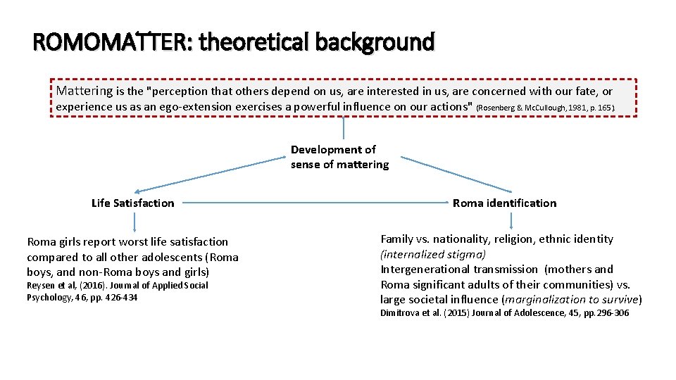 ROMOMATTER: theoretical background Mattering is the "perception that others depend on us, are interested