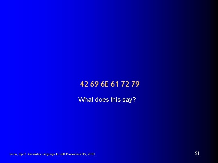 42 69 6 E 61 72 79 What does this say? Irvine, Kip R.