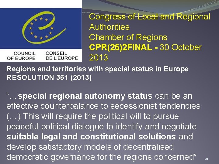 Congress of Local and Regional Authorities Chamber of Regions CPR(25)2 FINAL - 30 October