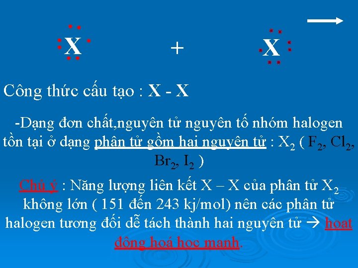 X + X Công thức cấu tạo : X -Dạng đơn chất, nguyên tử