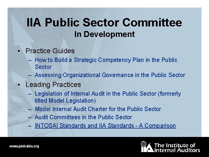 IIA Public Sector Committee In Development • Practice Guides – How to Build a