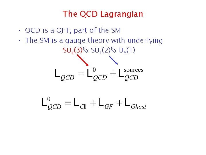 The QCD Lagrangian • QCD is a QFT, part of the SM • The