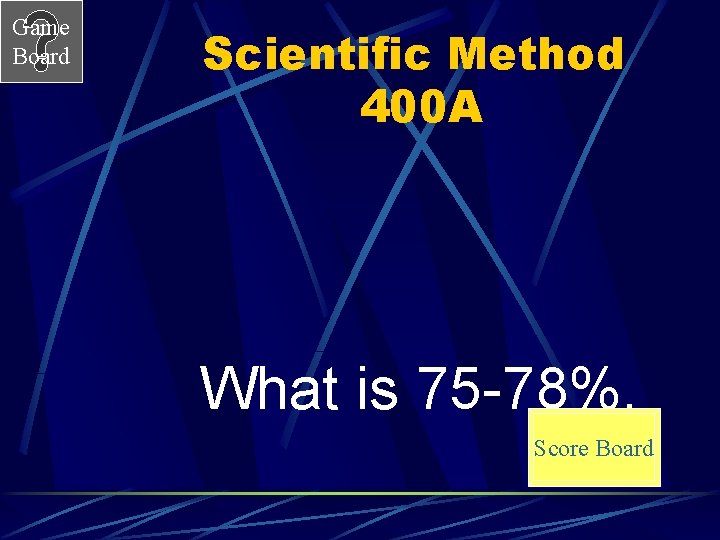 Game Board Scientific Method 400 A What is 75 -78%. Score Board 