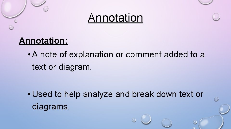 Annotation: • A note of explanation or comment added to a text or diagram.