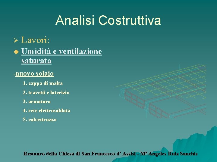 Analisi Costruttiva Ø Lavori: u Umidità e ventilazione saturata -nuovo solaio 1. cappa di