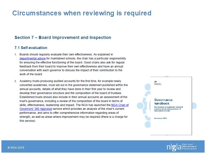 Circumstances when reviewing is required © NGA 2015 