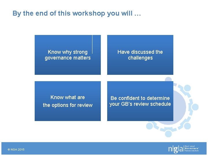 By the end of this workshop you will … Know why strong governance matters