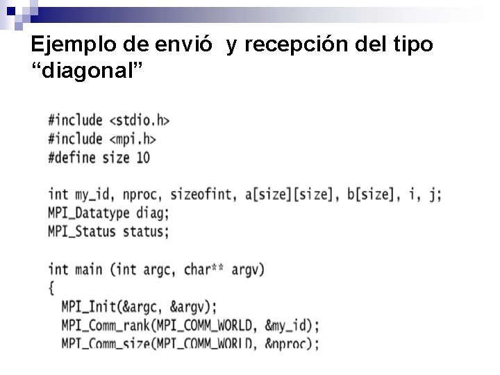 Ejemplo de envió y recepción del tipo “diagonal” 