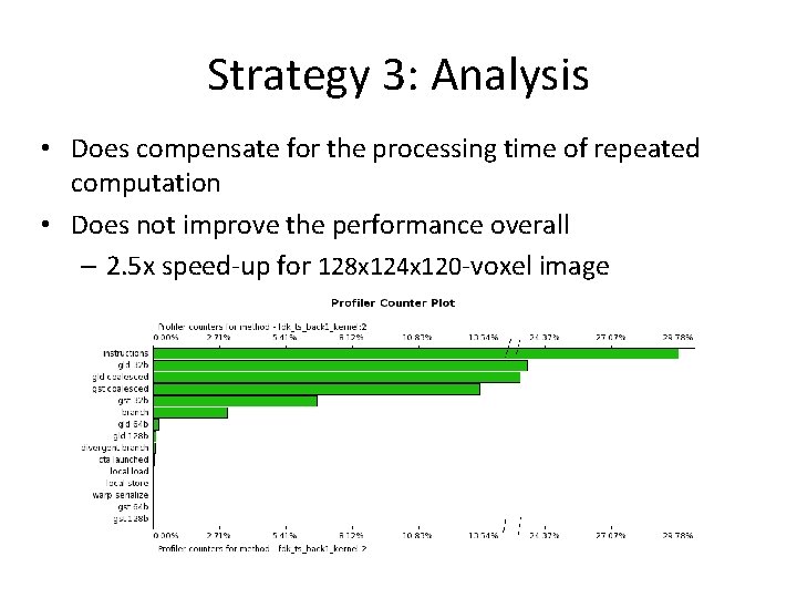 Strategy 3: Analysis • Does compensate for the processing time of repeated computation •