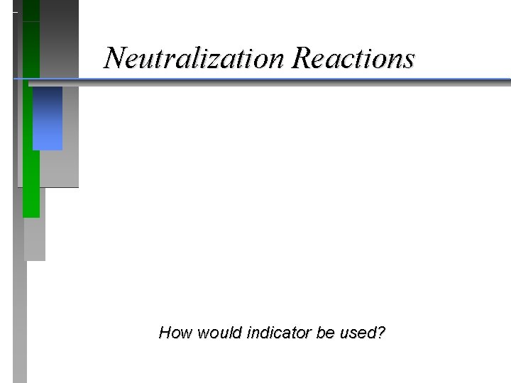 Neutralization Reactions How would indicator be used? 