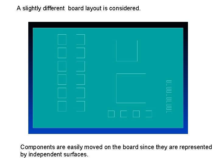 A slightly different board layout is considered. Components are easily moved on the board