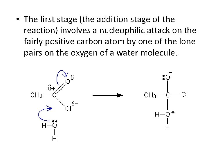  • The first stage (the addition stage of the reaction) involves a nucleophilic