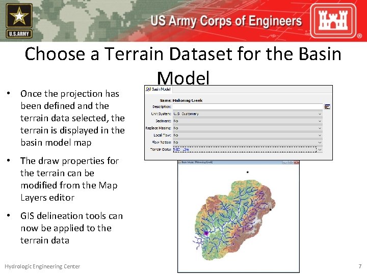 Choose a Terrain Dataset for the Basin Model • Once the projection has been