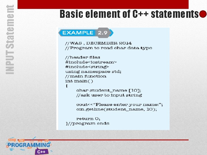 INPUT Statement Basic element of C++ statements INPUT Statement Basic element of C++ statements