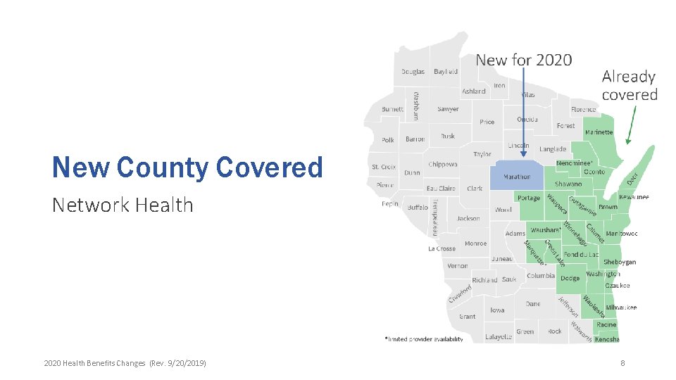 New County Covered Network Health 2020 Health Benefits Changes (Rev. 9/20/2019) 8 