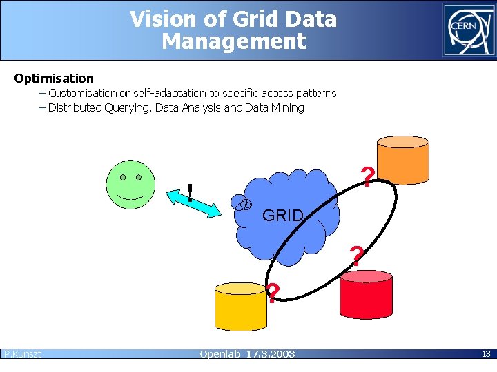 Vision of Grid Data Management Optimisation – Customisation or self-adaptation to specific access patterns