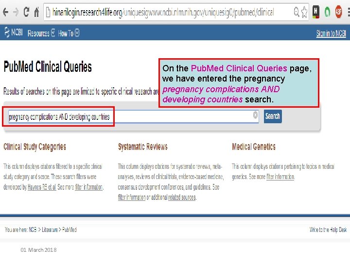 On the Pub. Med Clinical Queries page, we have entered the pregnancy complications AND