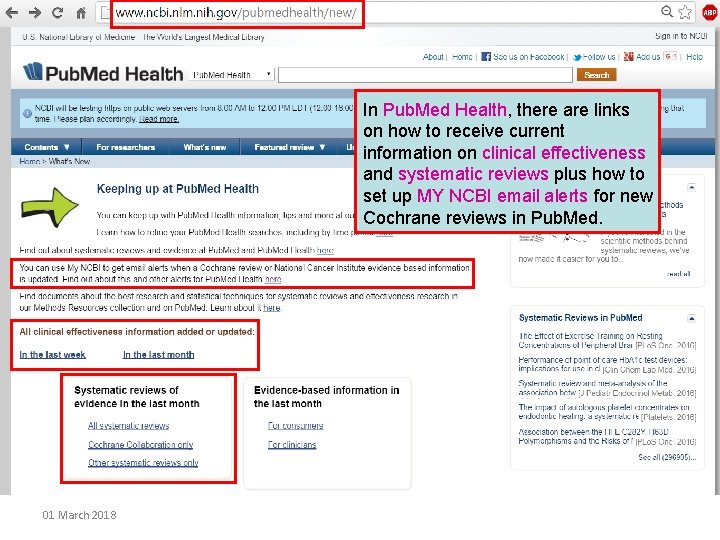 In Pub. Med Health, there are links on how to receive current information on
