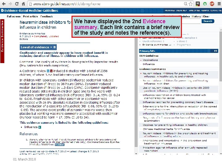 We have displayed the 2 nd Evidence summary. Each link contains a brief review
