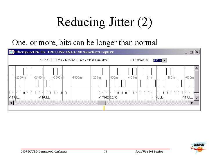 Reducing Jitter (2) One, or more, bits can be longer than normal 2006 MAPLD