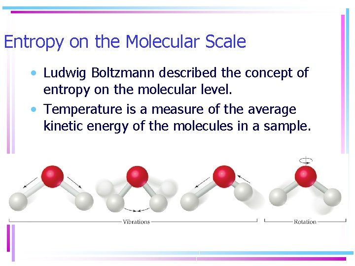 Entropy on the Molecular Scale • Ludwig Boltzmann described the concept of entropy on