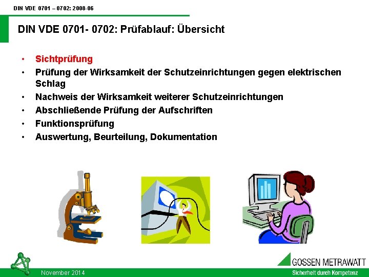 DIN VDE 0701 – 0702: 2008 -06 DIN VDE 0701 - 0702: Prüfablauf: Übersicht