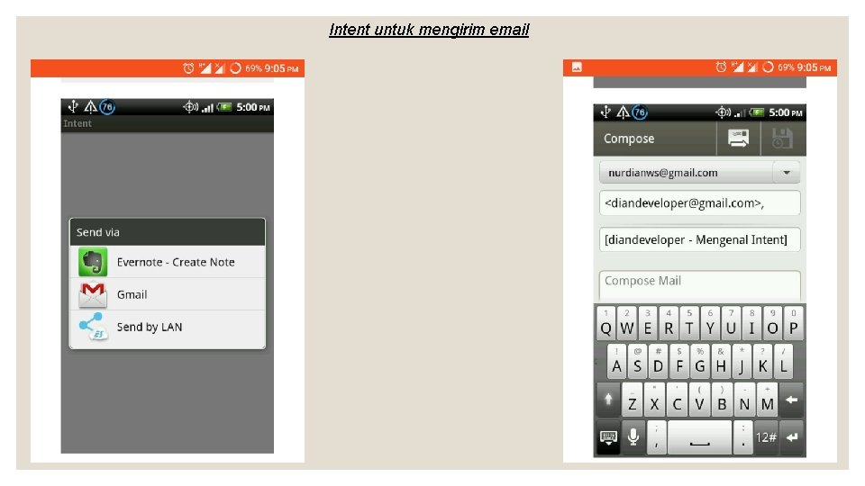Intent untuk mengirim email 