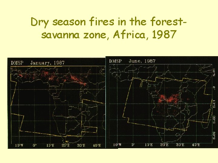 Dry season fires in the forestsavanna zone, Africa, 1987 