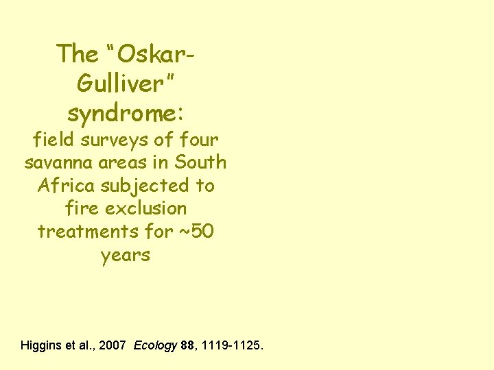 The “Oskar. Gulliver” syndrome: field surveys of four savanna areas in South Africa subjected