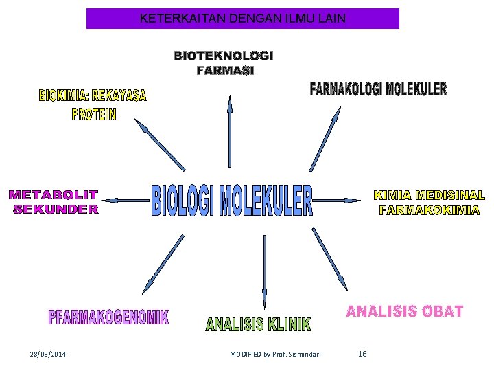 KETERKAITAN DENGAN ILMU LAIN 28/03/2014 MODIFIED by Prof. Sismindari 16 