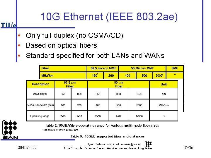 10 G Ethernet (IEEE 803. 2 ae) • Only full-duplex (no CSMA/CD) • Based