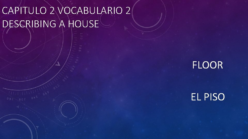 CAPITULO 2 VOCABULARIO 2 DESCRIBING A HOUSE FLOOR EL PISO 