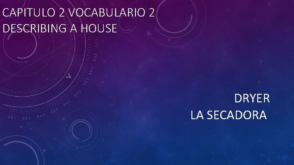 CAPITULO 2 VOCABULARIO 2 DESCRIBING A HOUSE DRYER LA SECADORA 