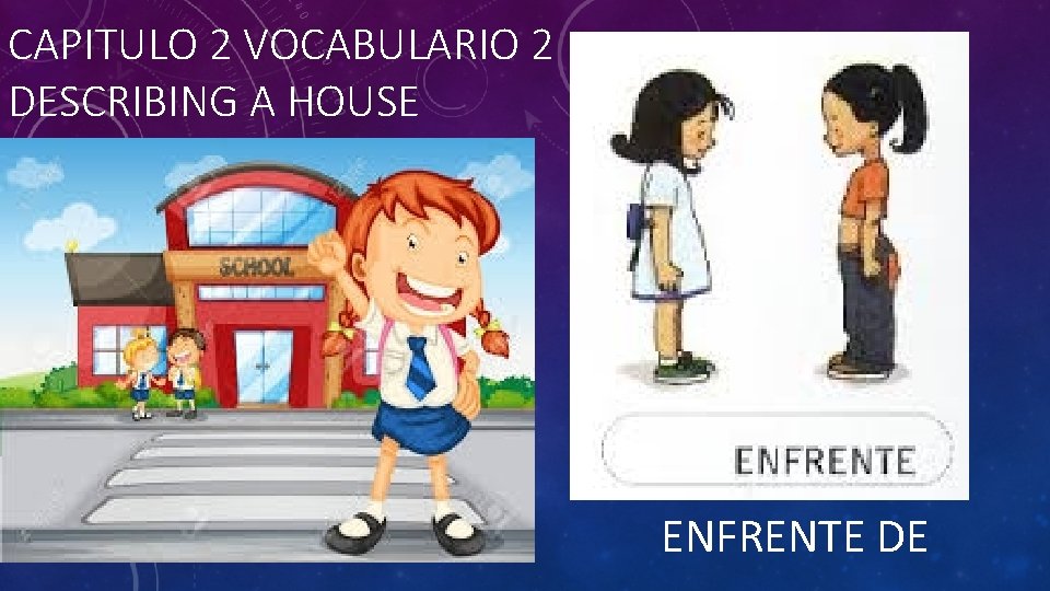 CAPITULO 2 VOCABULARIO 2 DESCRIBING A HOUSE ENFRENTE DE 