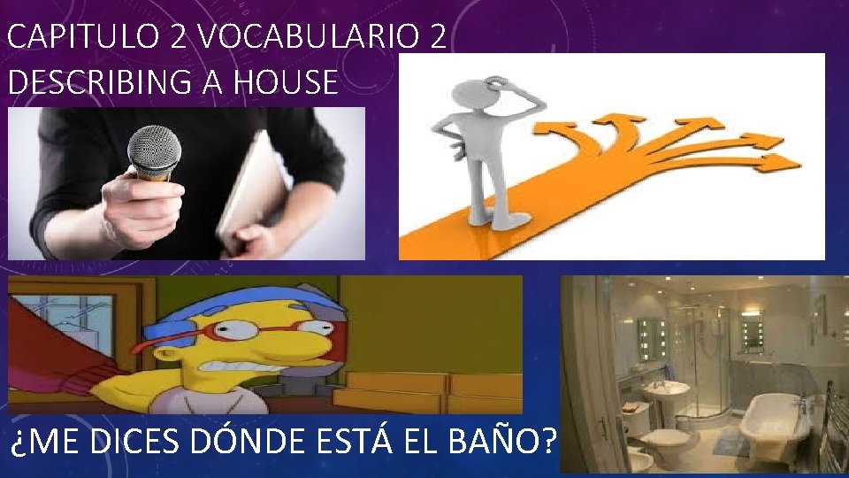 CAPITULO 2 VOCABULARIO 2 DESCRIBING A HOUSE ¿ME DICES DÓNDE ESTÁ EL BAÑO? 