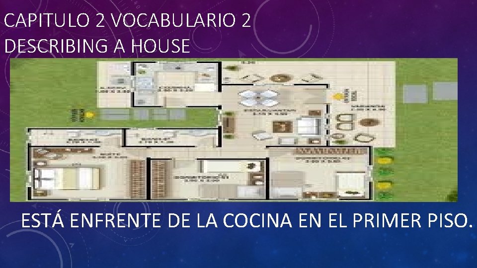 CAPITULO 2 VOCABULARIO 2 DESCRIBING A HOUSE ESTÁ ENFRENTE DE LA COCINA EN EL